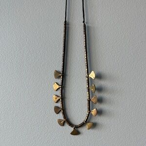 Brass Fan Pendant Beaded Necklace